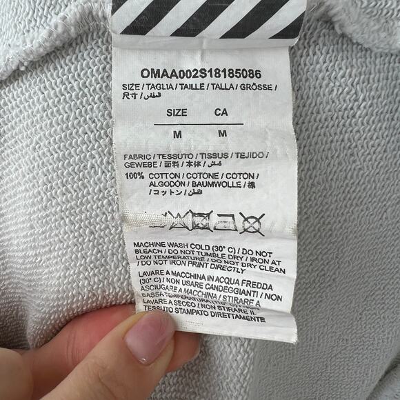 Off-White MAIN LABEL C/O Virgil Abloh Spray Bling Crystal Cotton Sweatshirt M - Picture 8 of 9